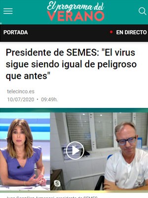 Presidente de SEMES: "El virus sigue siendo igual de peligroso que antes"