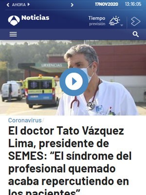 El doctor Tato Vázquez Lima, presidente de SEMES: “El síndrome del profesional quemado acaba repercutiendo en los pacientes”