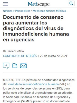 Documento de consenso para aumentar los diagnósticos del virus de inmunodeficiencia humana en urgencias