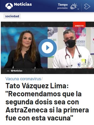 Tato Vázquez Lima en Antena 3 Noticias