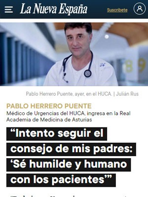 “El Dr. Pablo Herrero Puente, Secretario Técnico de SEMES, ingresa en la Real Academia de Medicina de Asturias”