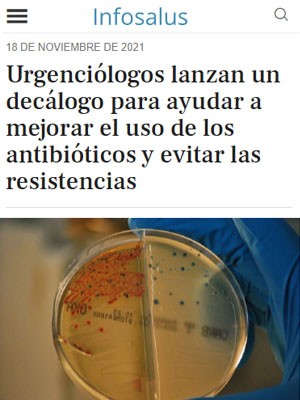 Urgenciólogos lanzan un decálogo para ayudar a mejorar el uso de los antibióticos y evitar las resistencias