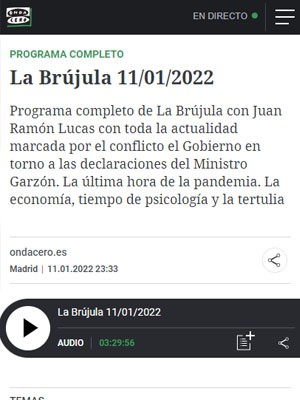 Tato Vázquez Lima en La Brujula Onda Cero (Min 12:36)