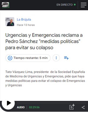 Urgencias y Emergencias reclama a Pedro Sánchez "medidas políticas" para evitar su colapso