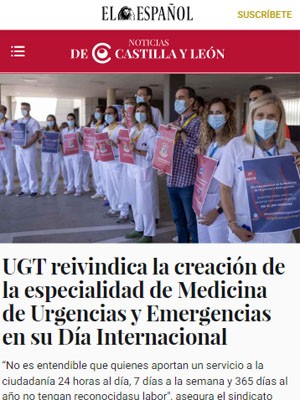 UGT reivindica la creación de la especialidad de Medicina de Urgencias y Emergencias en su Día Internacional