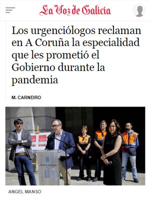 Los urgenciólogos reclaman en A Coruña la especialidad que les prometió el Gobierno durante la pandemia
