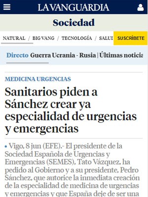 Sanitarios piden a Sánchez crear ya especialidad de urgencias y emergencias