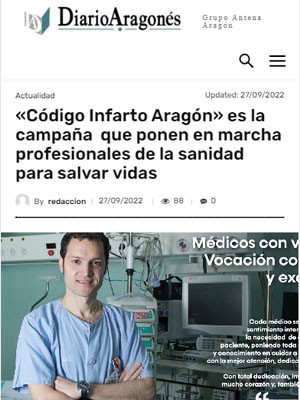 «Código Infarto Aragón» es la campaña que ponen en marcha profesionales de la sanidad para salvar vidas