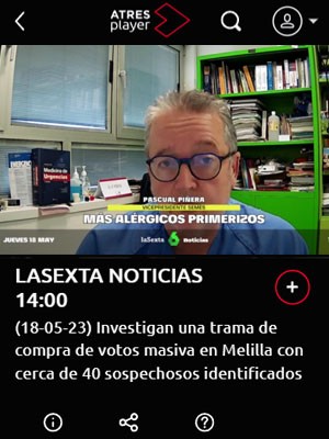 Pascual Piñera Salmerón "Más alérgicos primerizos" en la Sexta Noticias