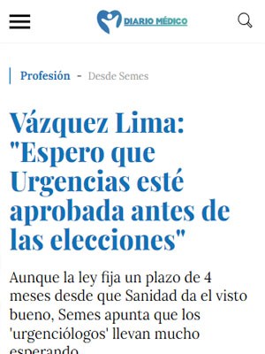 Vázquez Lima: "Espero que Urgencias esté aprobada antes de las elecciones"