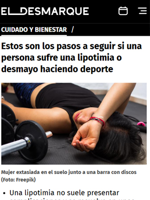 Estos son los pasos a seguir si una persona sufre una lipotimia o desmayo haciendo deporte