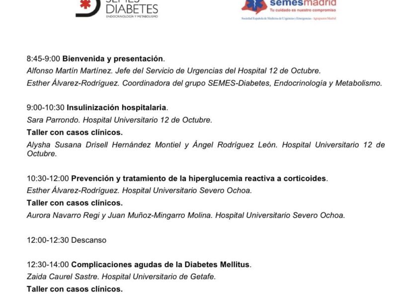 IX Jornada de Formación en Diabetes en Urgencias para Médicos Residentes de la Comunidad de Madrid