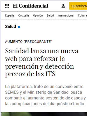 Sanidad lanza una nueva web para reforzar la prevención y detección precoz de las ITS