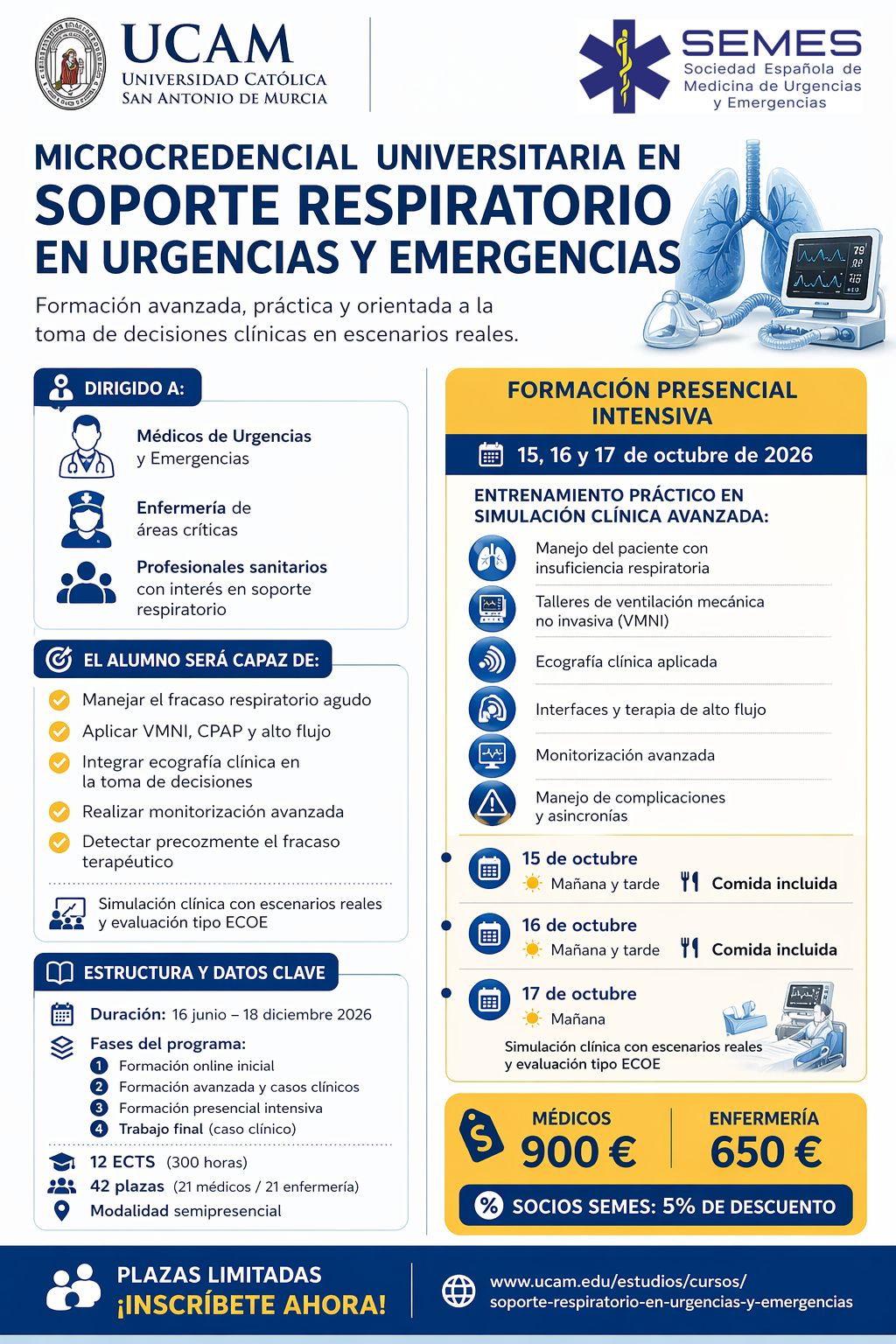 Microcredencial Universitaria en soporte respiratorio en Urgencias y Emergencias