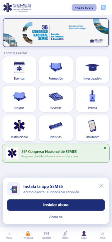 App SEMES — Pantalla de inicio