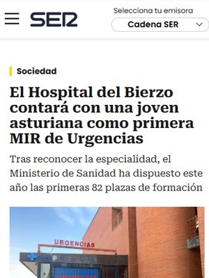 El Hospital del Bierzo contará con una joven asturiana como primera MIR de Urgencias