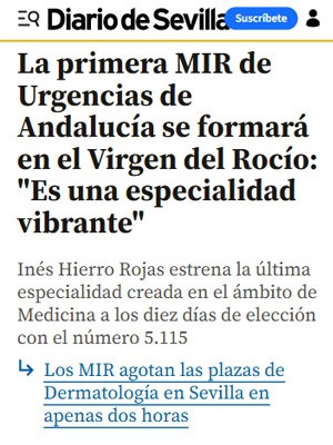 La primera MIR de Urgencias de Andalucía se formará en el Virgen del Rocío: "Es una especialidad vibrante"
