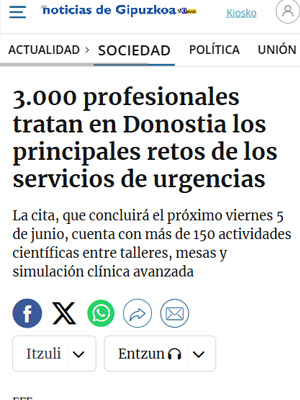 3.000 profesionales tratan en Donostia los principales retos de los servicios de urgencias