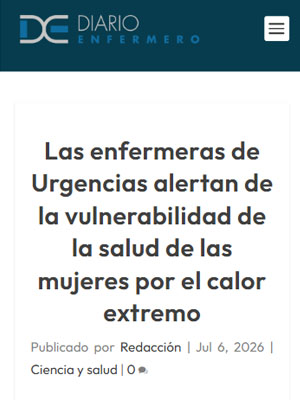 Las enfermeras de Urgencias alertan de la vulnerabilidad de la salud de las mujeres por el calor extremo