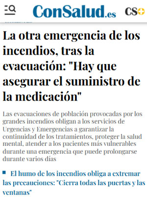 La otra emergencia de los incendios, tras la evacuación: "Hay que asegurar el suministro de la medicación