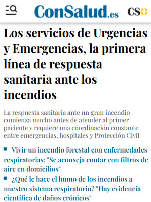 Los servicios de Urgencias y Emergencias, la primera línea de respuesta sanitaria ante los incendios
