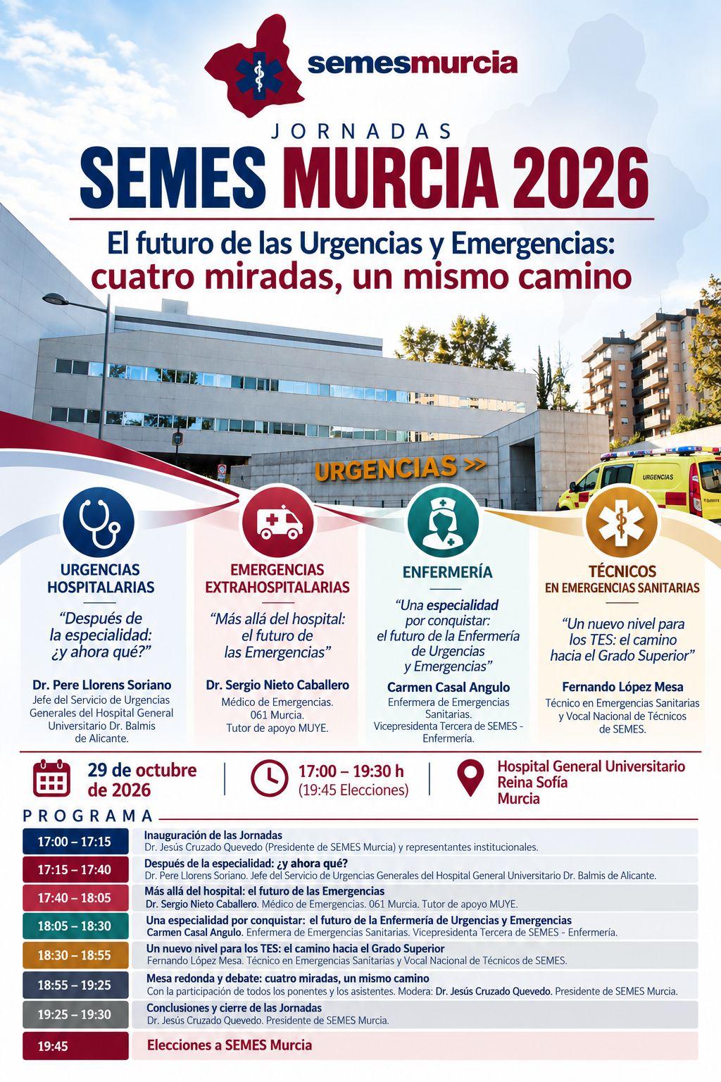 Jornadas SEMES Murcia 2026: El futuro de las Urgencias y Emergencias: cuatro miradas, un mismo camino.