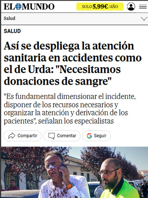 despliegue-atencion-sanitaria Así se despliega la atención sanitaria en accidentes como el de Urda: "Necesitamos donaciones de sangre"